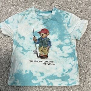 Ralph Lauren Kids Blue Tie-Dye Polo Bear T-Shirt